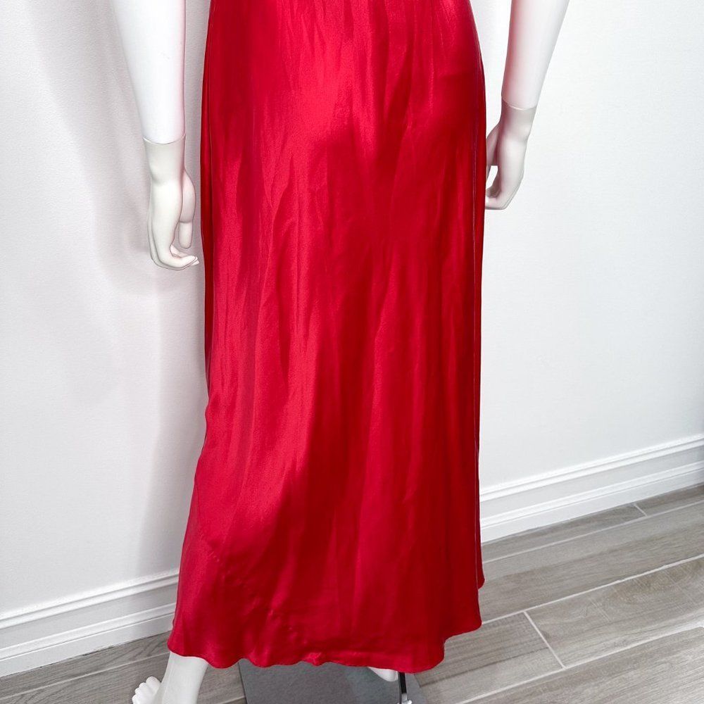 Victoria’s Secret Vintage Y2K Silk Slip Dress Maxi Mesh Detail in Red Women's - Picture 13 of 16